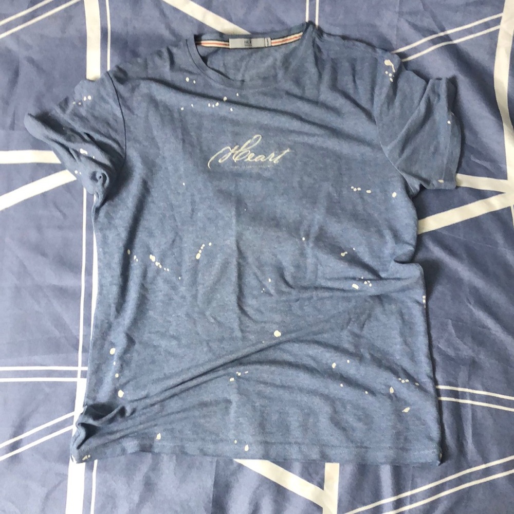 Blue and White Short Sleeve Tee Casual Wear